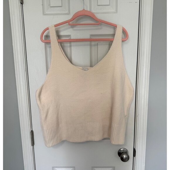 a new day Tops - A New Day Cream Boxy Fuzzy Tank Top Size 2X NWT